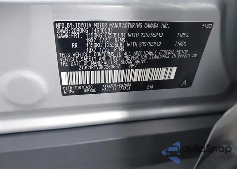 2024 Toyota Rav4 Xle Premium from USA, damaged, VIN 2T3C1RFV0RC260667